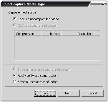 select capture media type