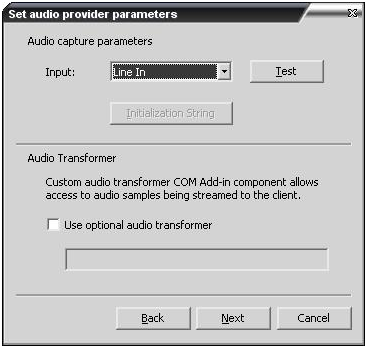 set audio provider parameters